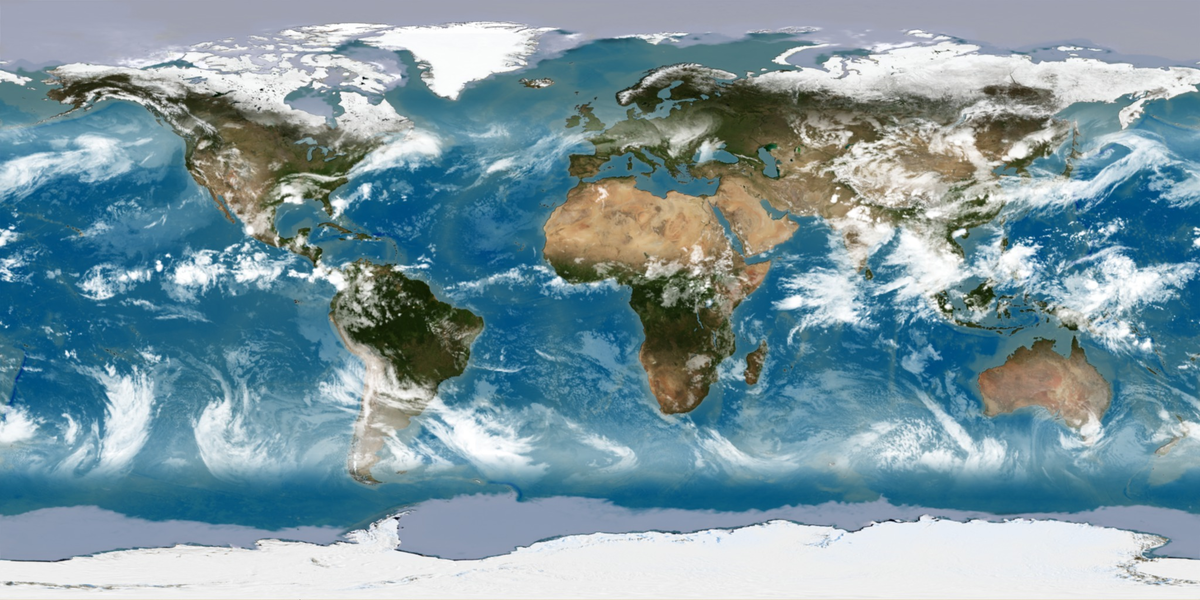 Blue Marble equirectangular map of the Earth